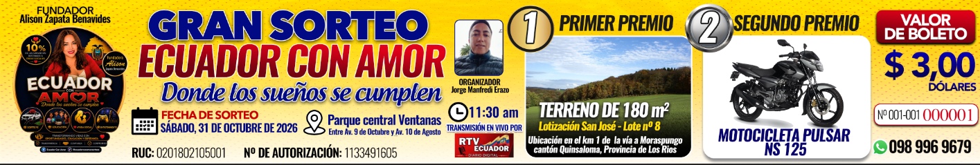 Boleto oficial Ecuador Con Amor